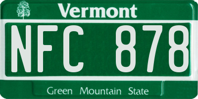 VT license plate NFC878