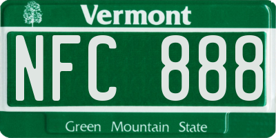 VT license plate NFC888