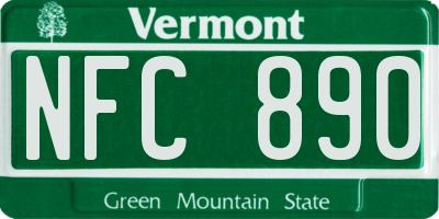 VT license plate NFC890