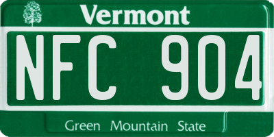 VT license plate NFC904