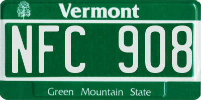 VT license plate NFC908