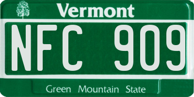 VT license plate NFC909