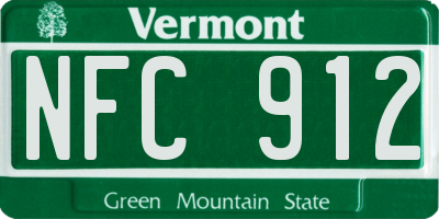 VT license plate NFC912