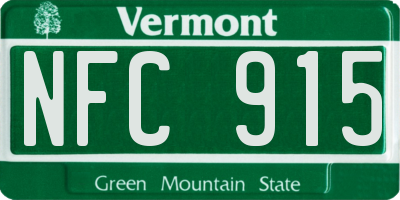 VT license plate NFC915