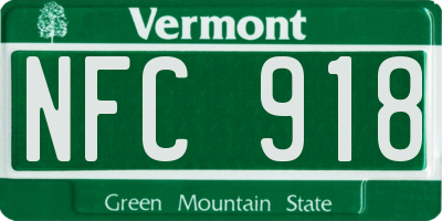 VT license plate NFC918