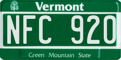 VT license plate NFC920