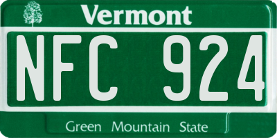 VT license plate NFC924
