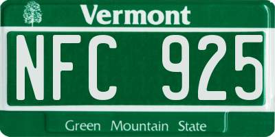VT license plate NFC925