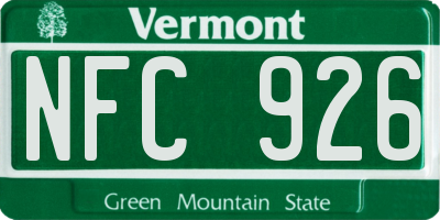 VT license plate NFC926