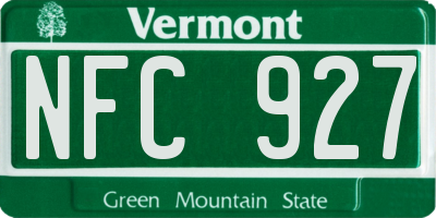 VT license plate NFC927