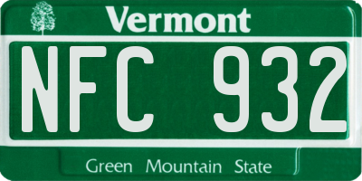 VT license plate NFC932