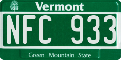 VT license plate NFC933