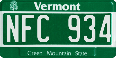 VT license plate NFC934