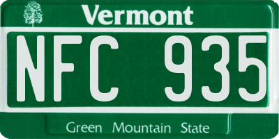 VT license plate NFC935