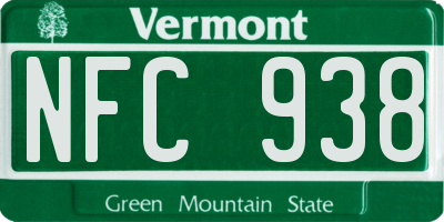 VT license plate NFC938