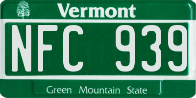VT license plate NFC939