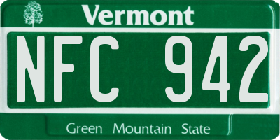 VT license plate NFC942