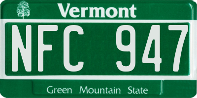 VT license plate NFC947