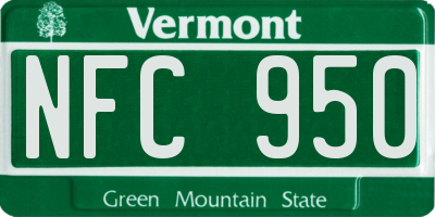 VT license plate NFC950