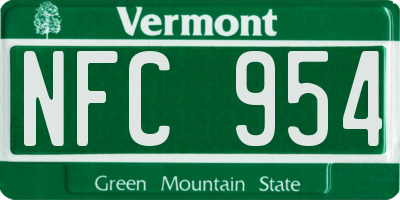VT license plate NFC954