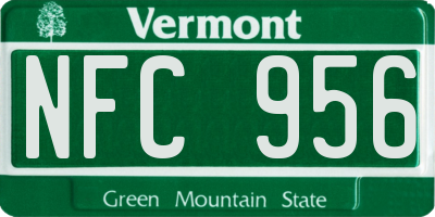 VT license plate NFC956