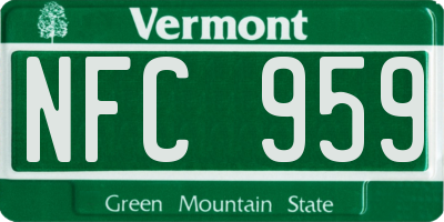 VT license plate NFC959