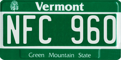 VT license plate NFC960