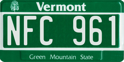 VT license plate NFC961