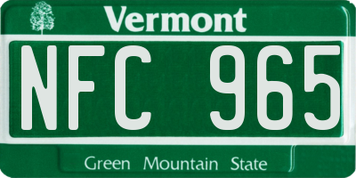 VT license plate NFC965