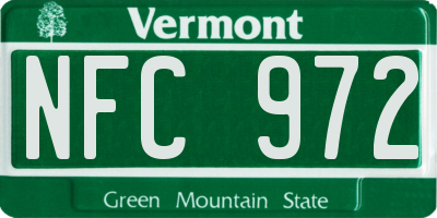 VT license plate NFC972