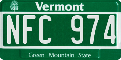 VT license plate NFC974