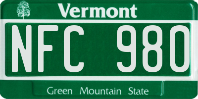 VT license plate NFC980