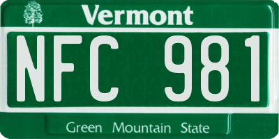VT license plate NFC981
