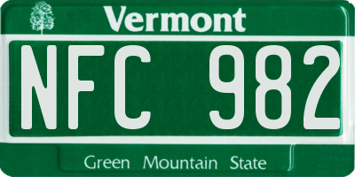 VT license plate NFC982