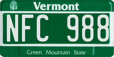 VT license plate NFC988