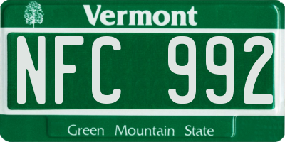 VT license plate NFC992