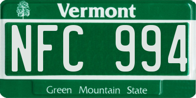 VT license plate NFC994