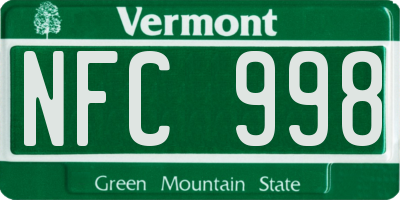 VT license plate NFC998