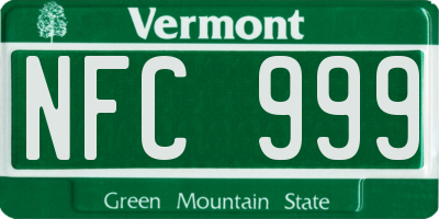 VT license plate NFC999