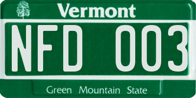 VT license plate NFD003