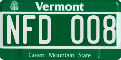 VT license plate NFD008