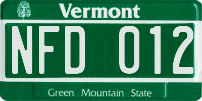VT license plate NFD012