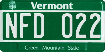 VT license plate NFD022