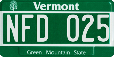 VT license plate NFD025