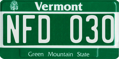 VT license plate NFD030
