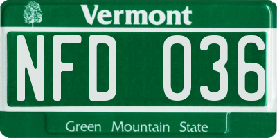VT license plate NFD036