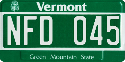VT license plate NFD045