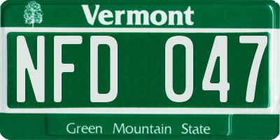 VT license plate NFD047