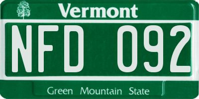 VT license plate NFD092