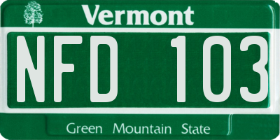 VT license plate NFD103
